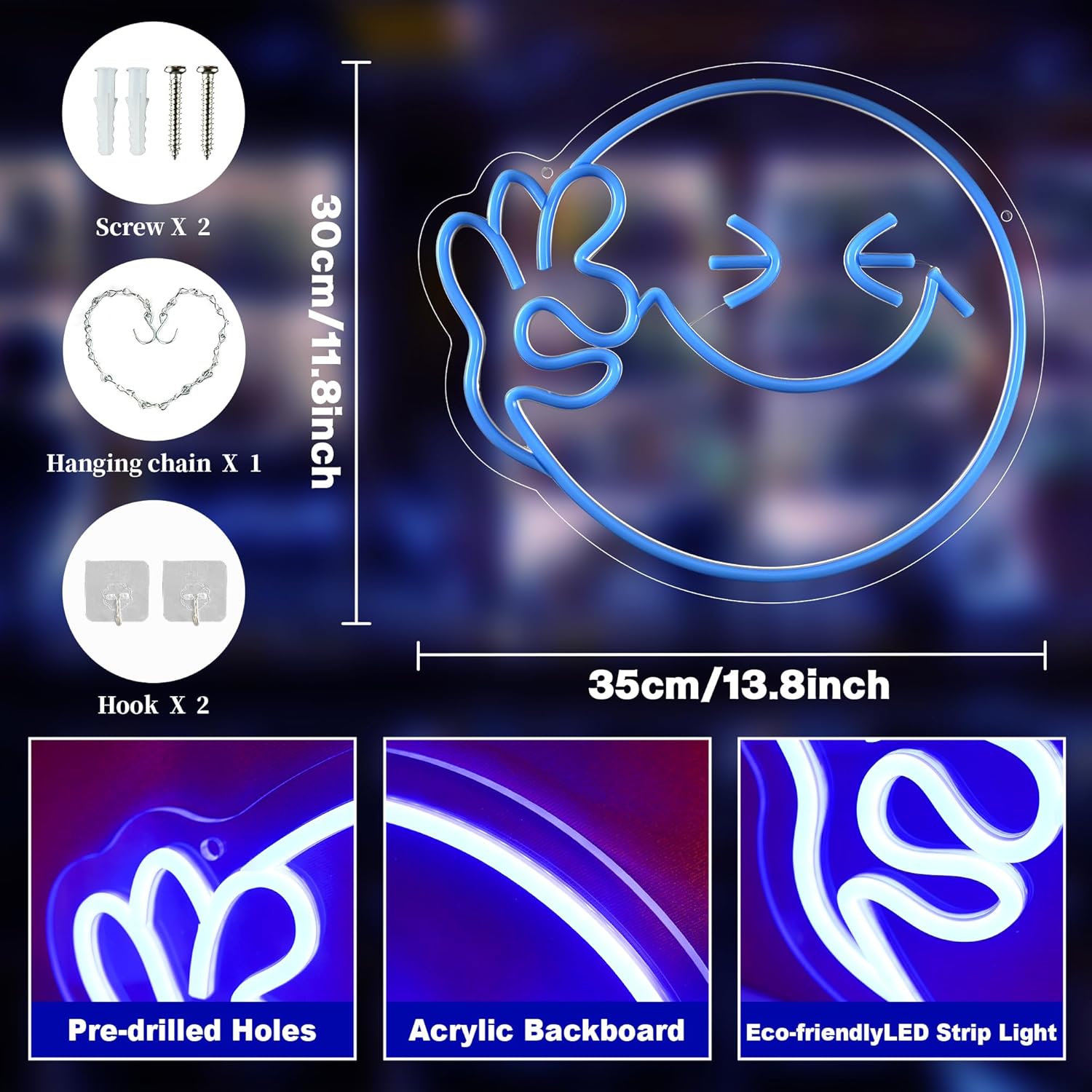 Emoji Smile OK  Neon Sign USB  - Home Decor Emoji บทวิจารณ์และราคา