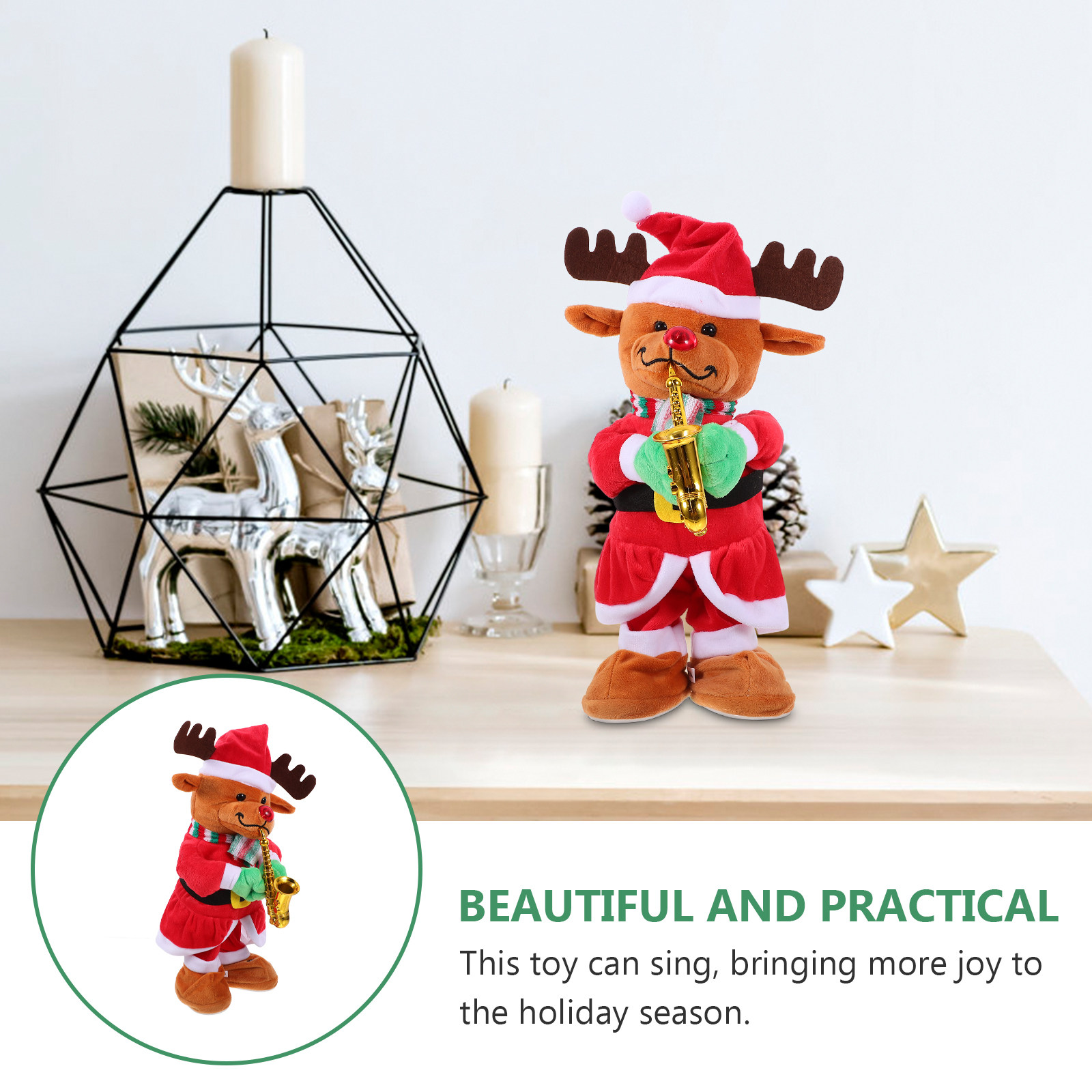 Electric Elk Animated Singing  - Home Decor Xmas Gifts บทวิจารณ์และราคา