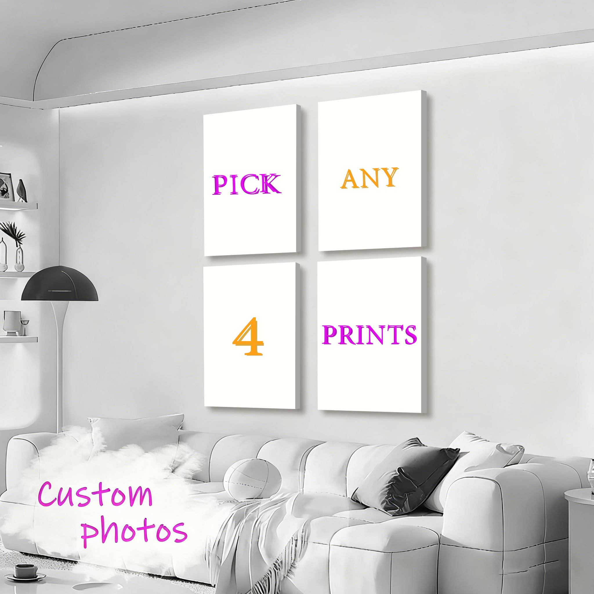 4pcs/set Custom Canvas Printin - Home Decor Canvas บทวิจารณ์และราคา