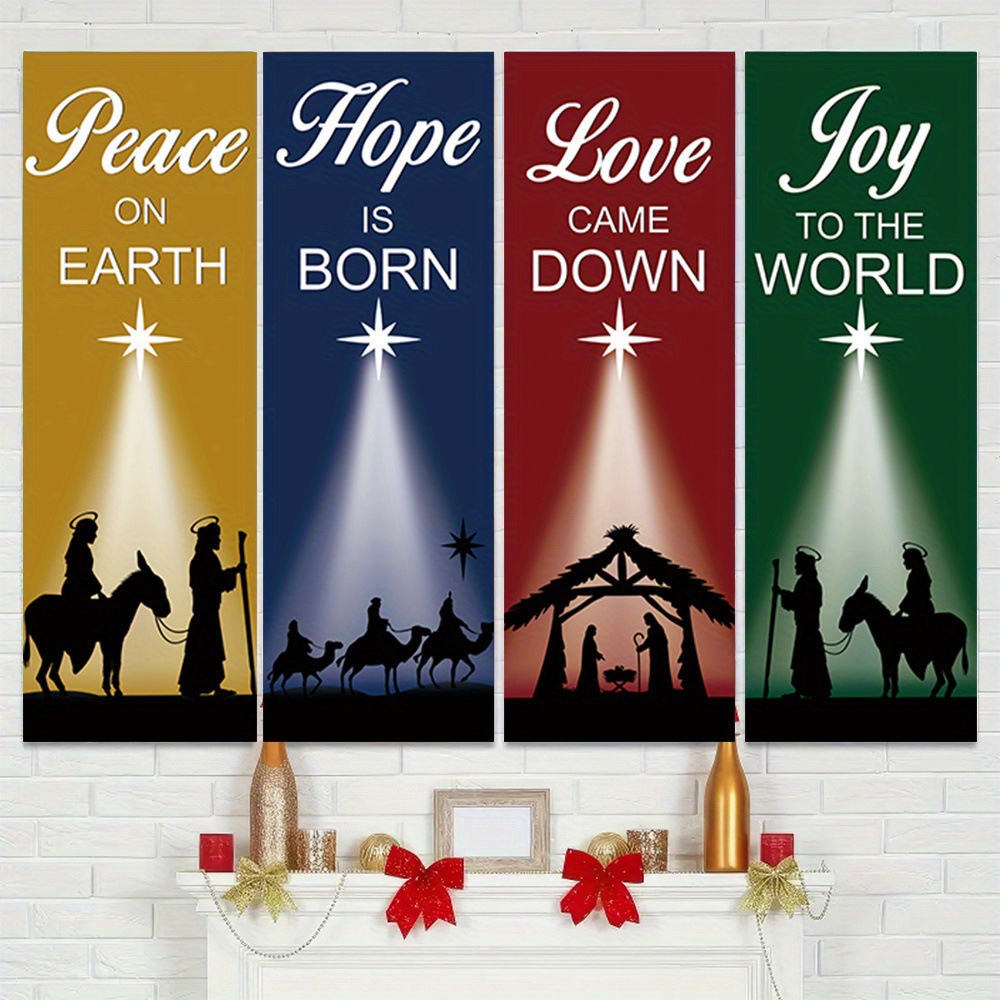 4-Piece Christmas-Themed Banne - Home Decor Location บทวิจารณ์และราคา