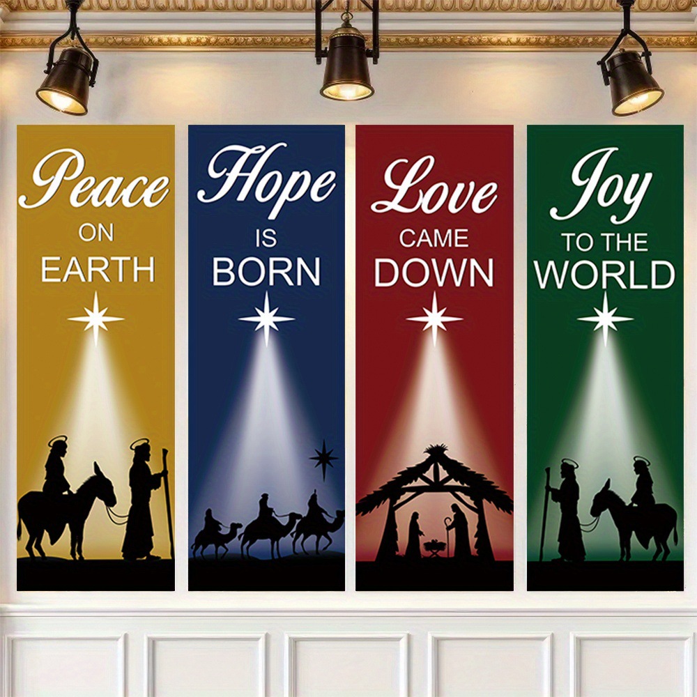 4-Piece Christmas-Themed Banne - Home Decor Location บทวิจารณ์และราคา