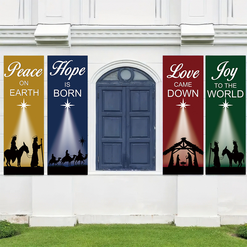 4-Piece Christmas-Themed Banne - Home Decor Location บทวิจารณ์และราคา