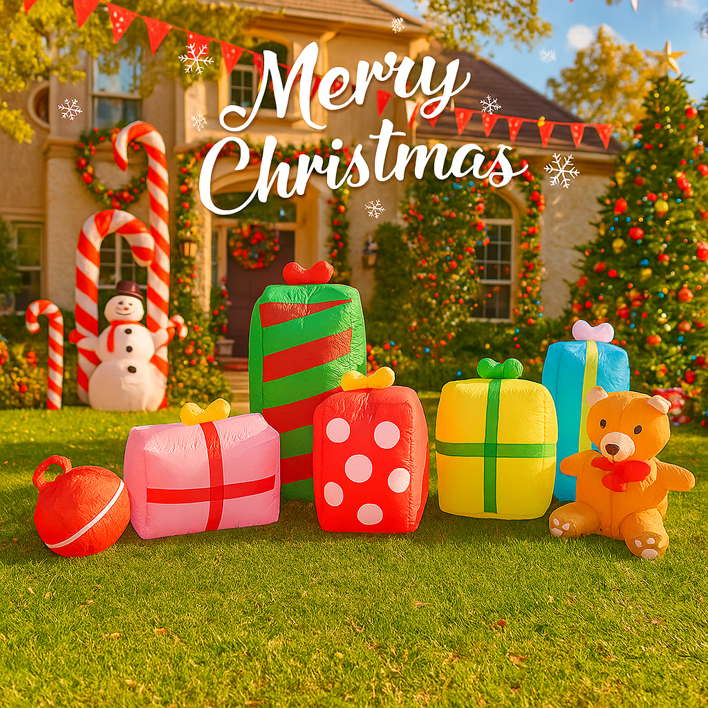 9.84FT Inflatable Gift Boxes T - Home Decor Xmas Gifts บทวิจารณ์และราคา