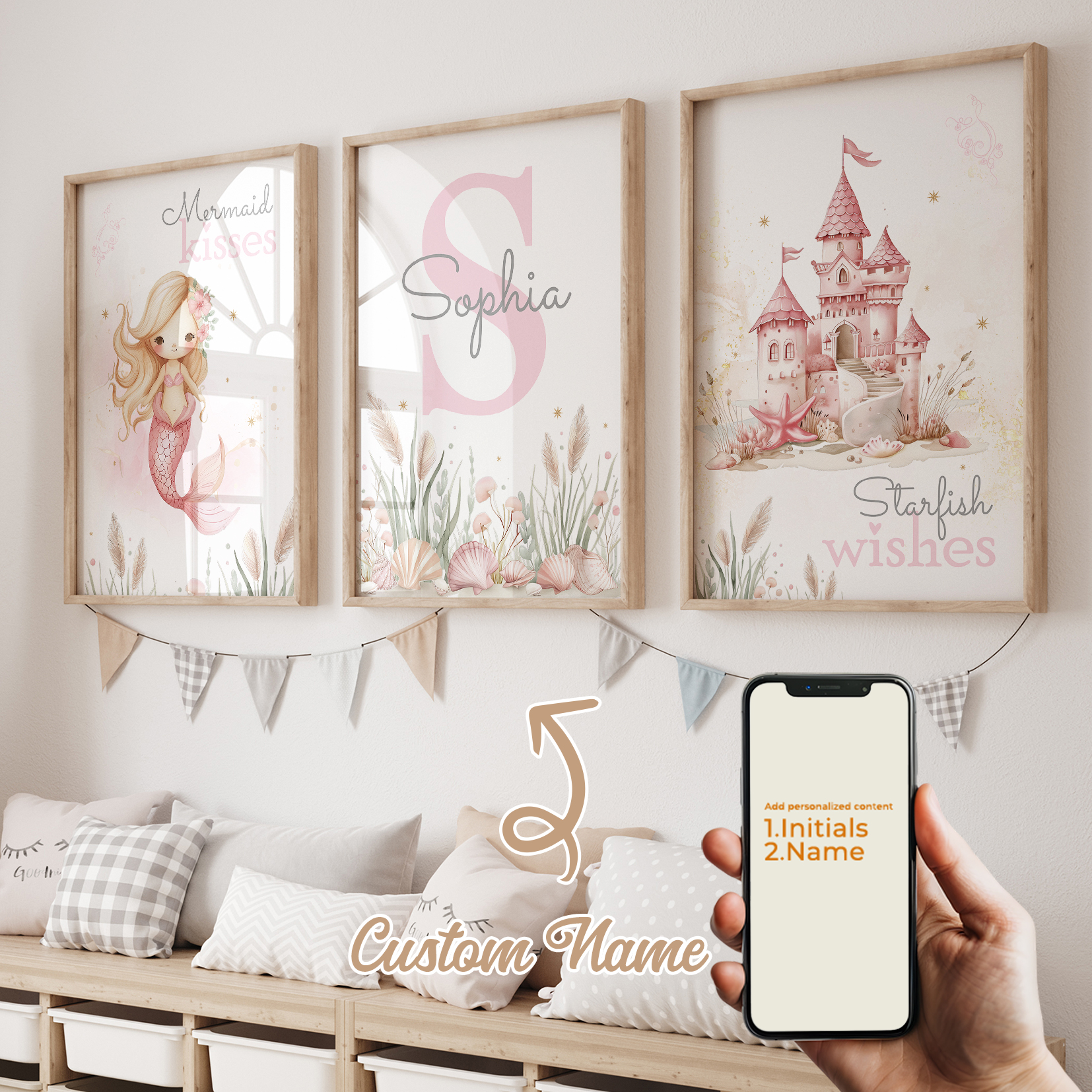 3pcs Personalized Custom Name  - Home Decor On Wall บทวิจารณ์และราคา