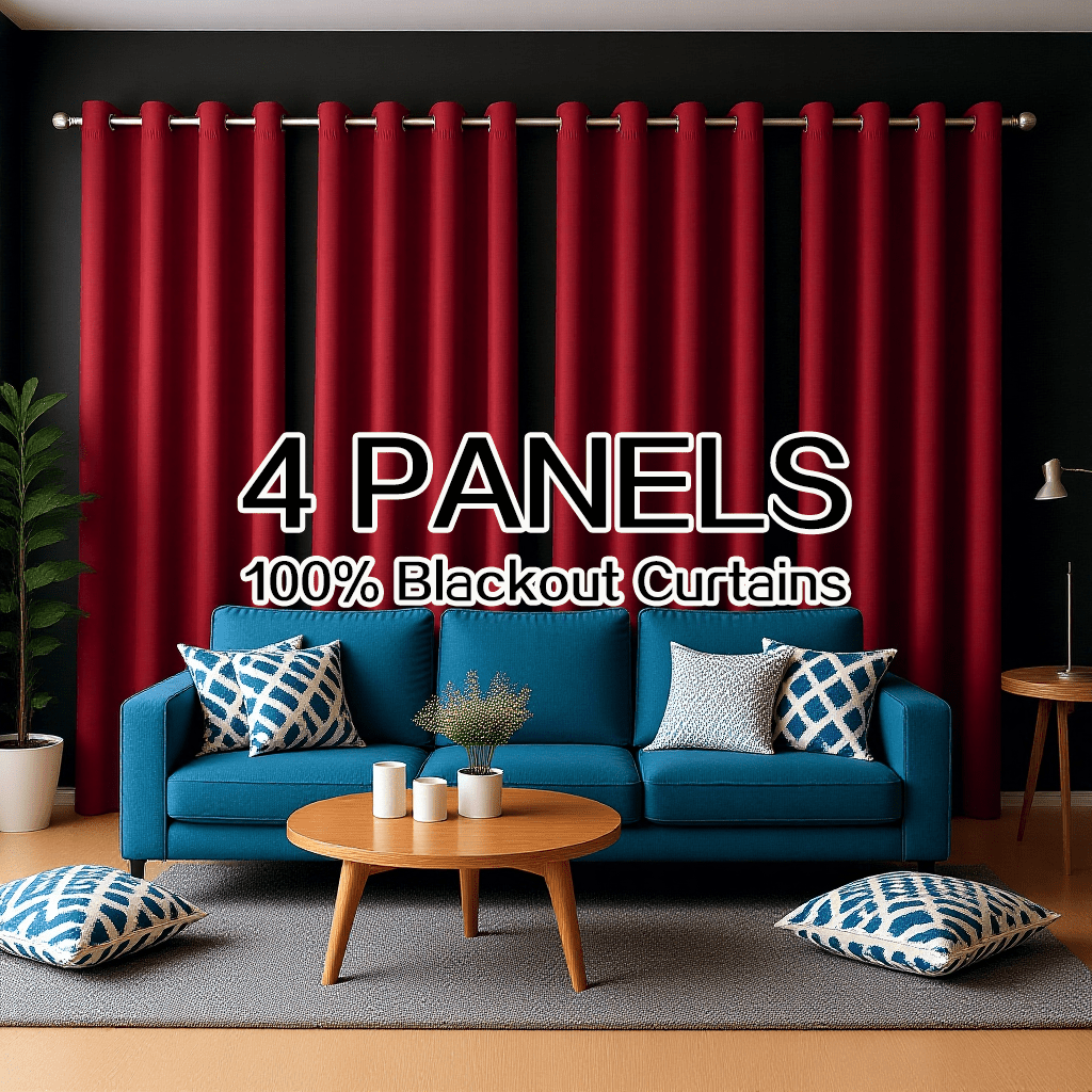 4 Panels 100% Blackout Curtain - Home Decor Curtain บทวิจารณ์และราคา