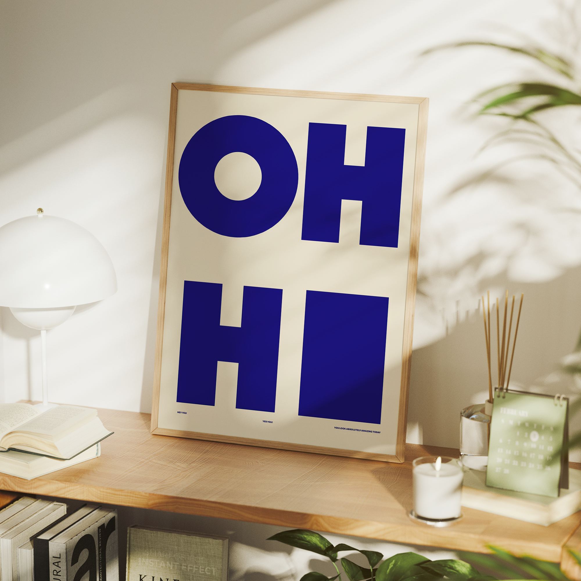 Modern,Minimalist OH HI Blue W - Home Decor On Wall บทวิจารณ์และราคา