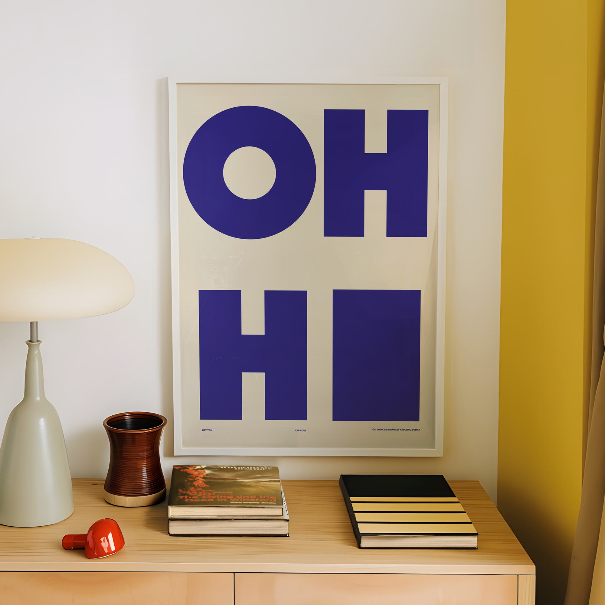 Modern,Minimalist OH HI Blue W - Home Decor On Wall บทวิจารณ์และราคา