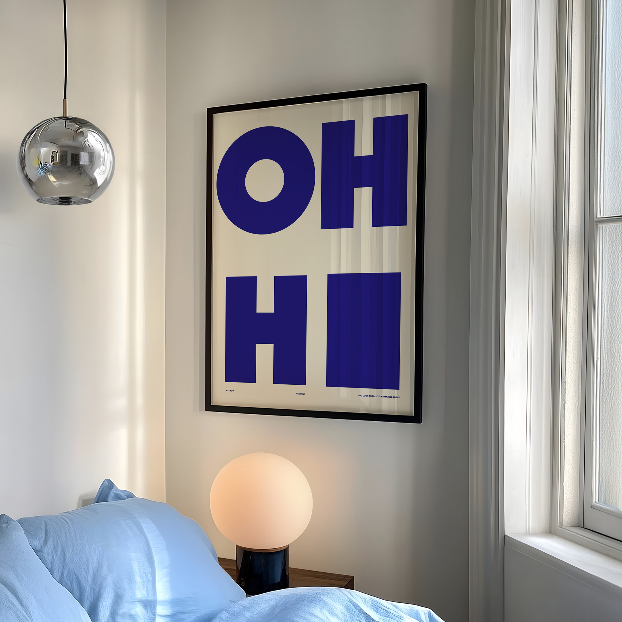Modern,Minimalist OH HI Blue W - Home Decor On Wall บทวิจารณ์และราคา