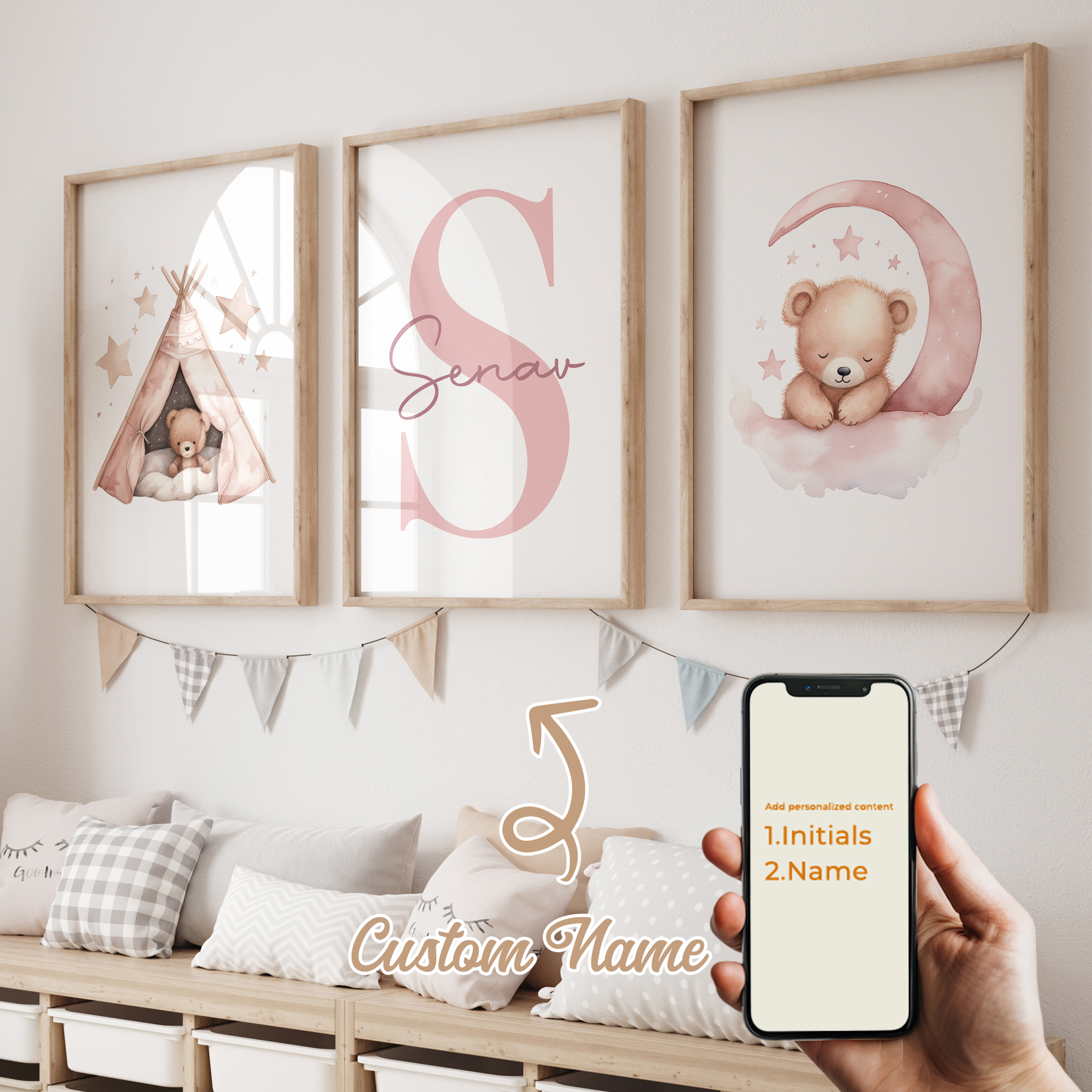 3pcs Personalized Custom Name  - Home Decor On Wall บทวิจารณ์และราคา