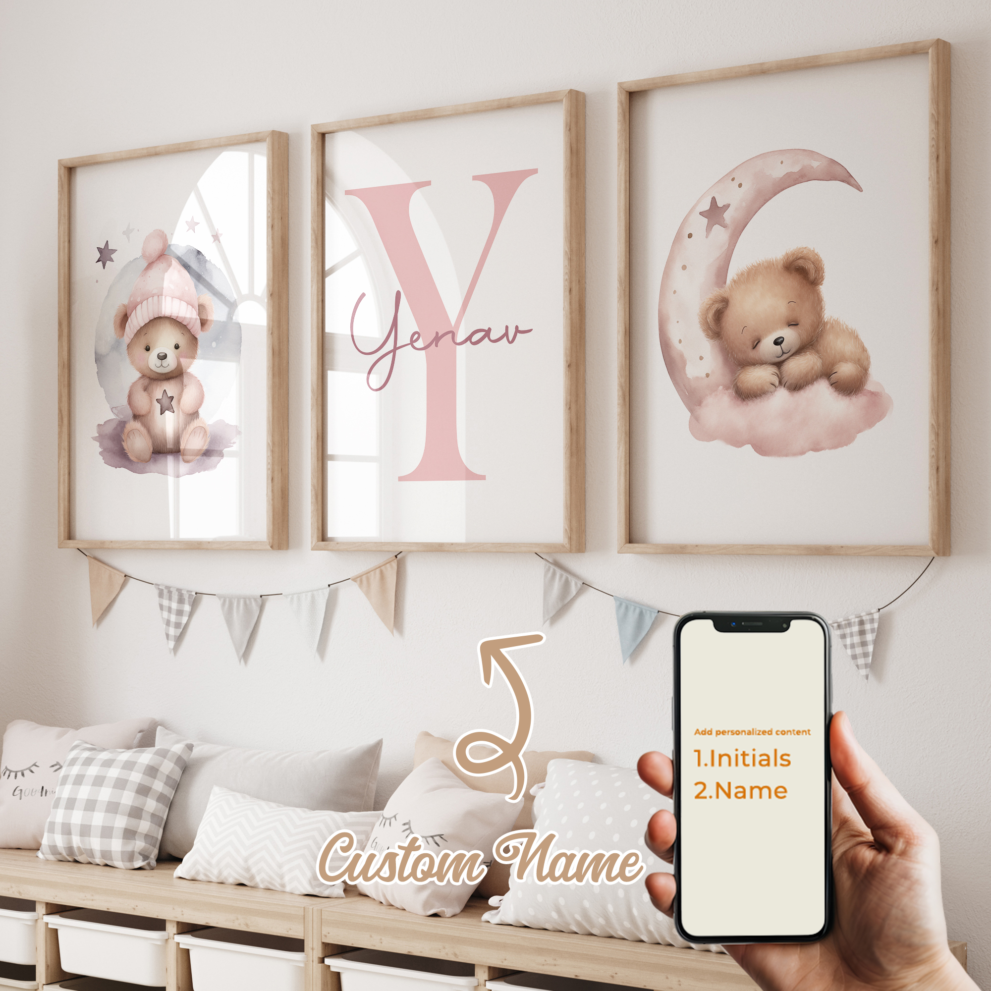 3pcs Personalized Custom Name  - Home Decor On Wall บทวิจารณ์และราคา