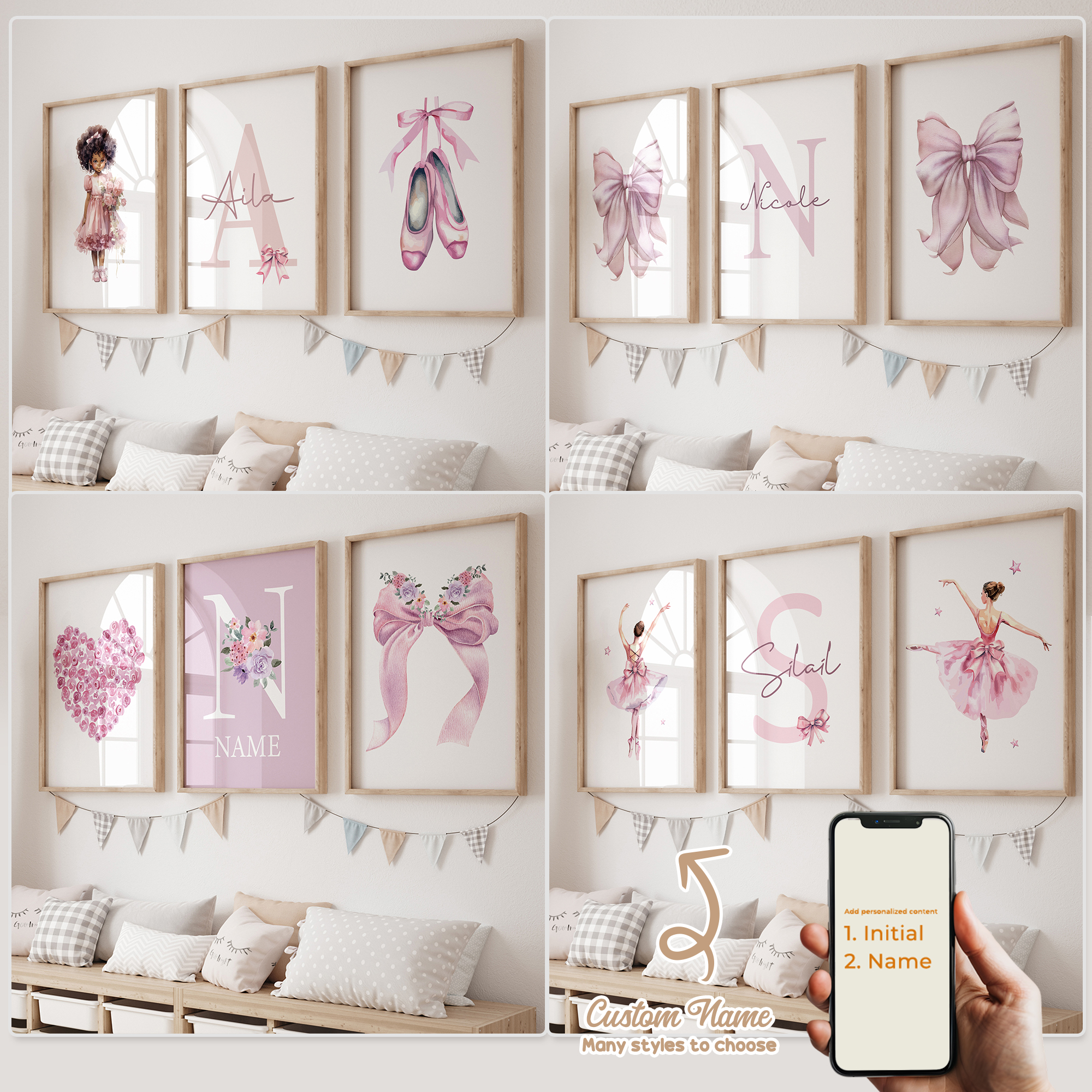 3pcs Personalized Custom Name  - Home Decor On Wall บทวิจารณ์และราคา