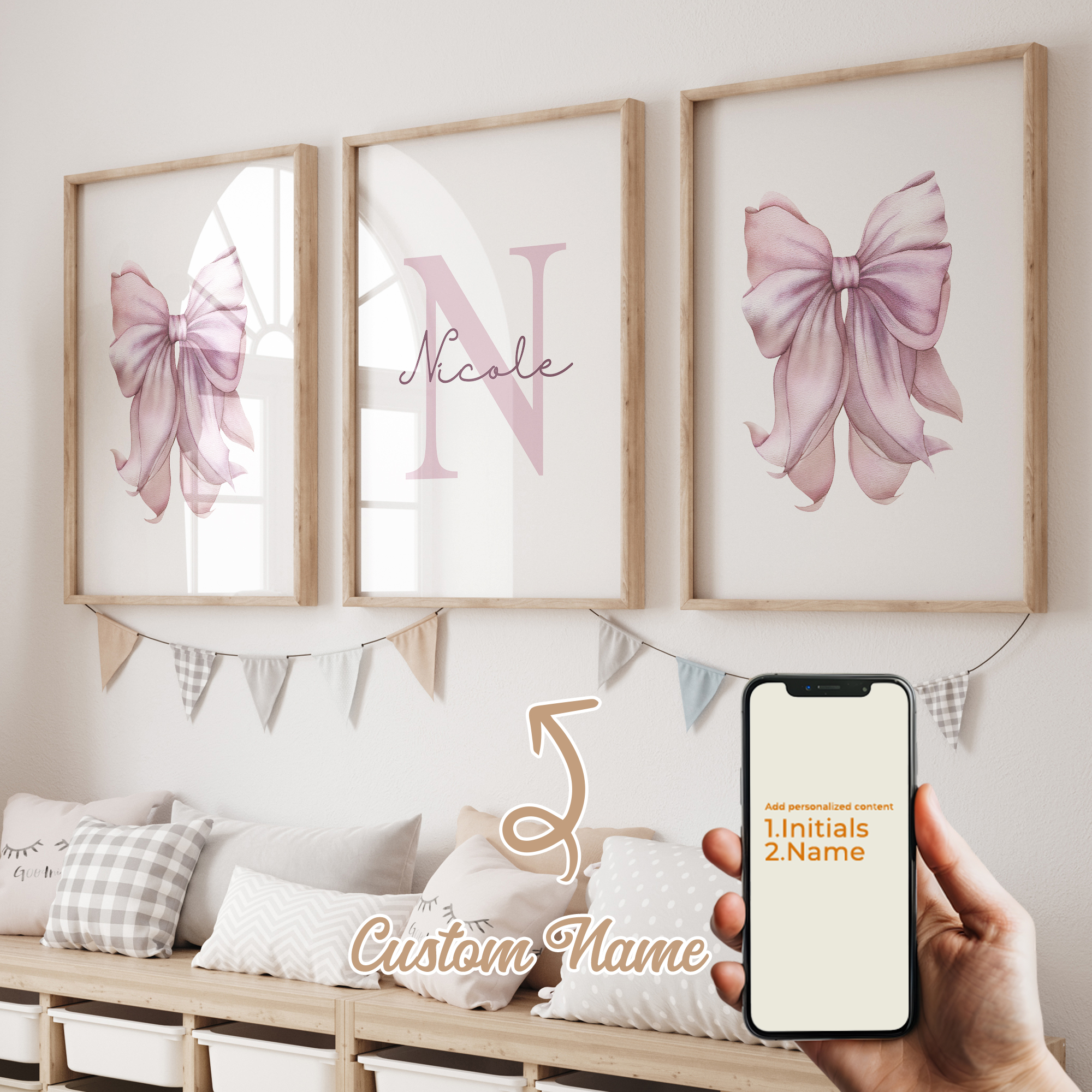 3pcs Personalized Custom Name  - Home Decor On Wall บทวิจารณ์และราคา