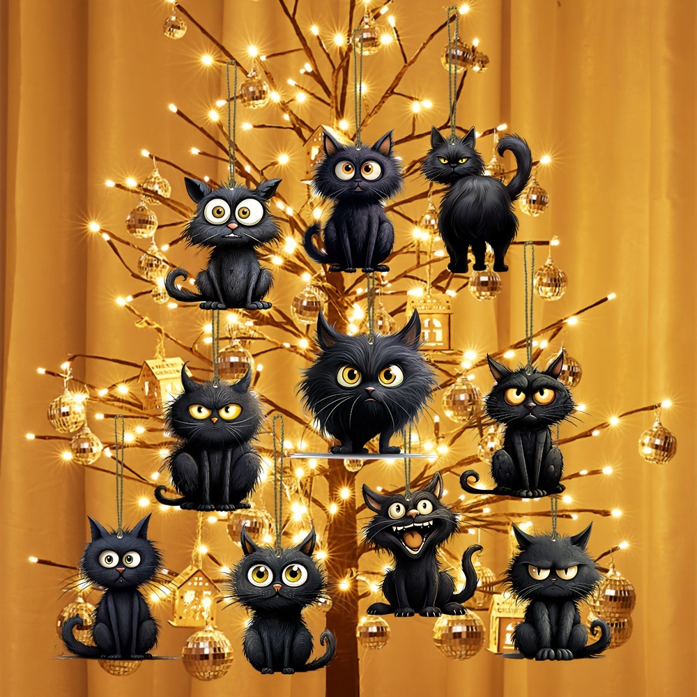 Handmade Black Cat Emoji Woode - Home Decor Emoji บทวิจารณ์และราคา