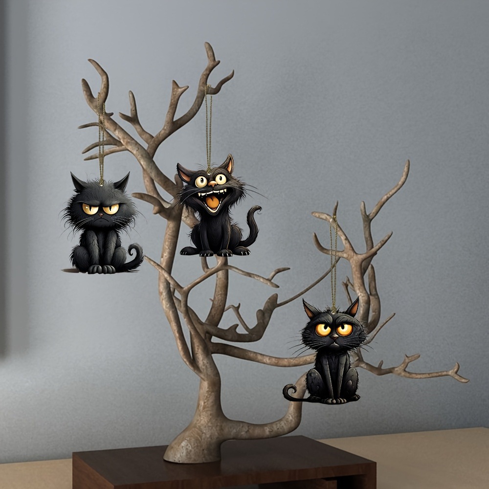 Handmade Black Cat Emoji Woode - Home Decor Emoji บทวิจารณ์และราคา
