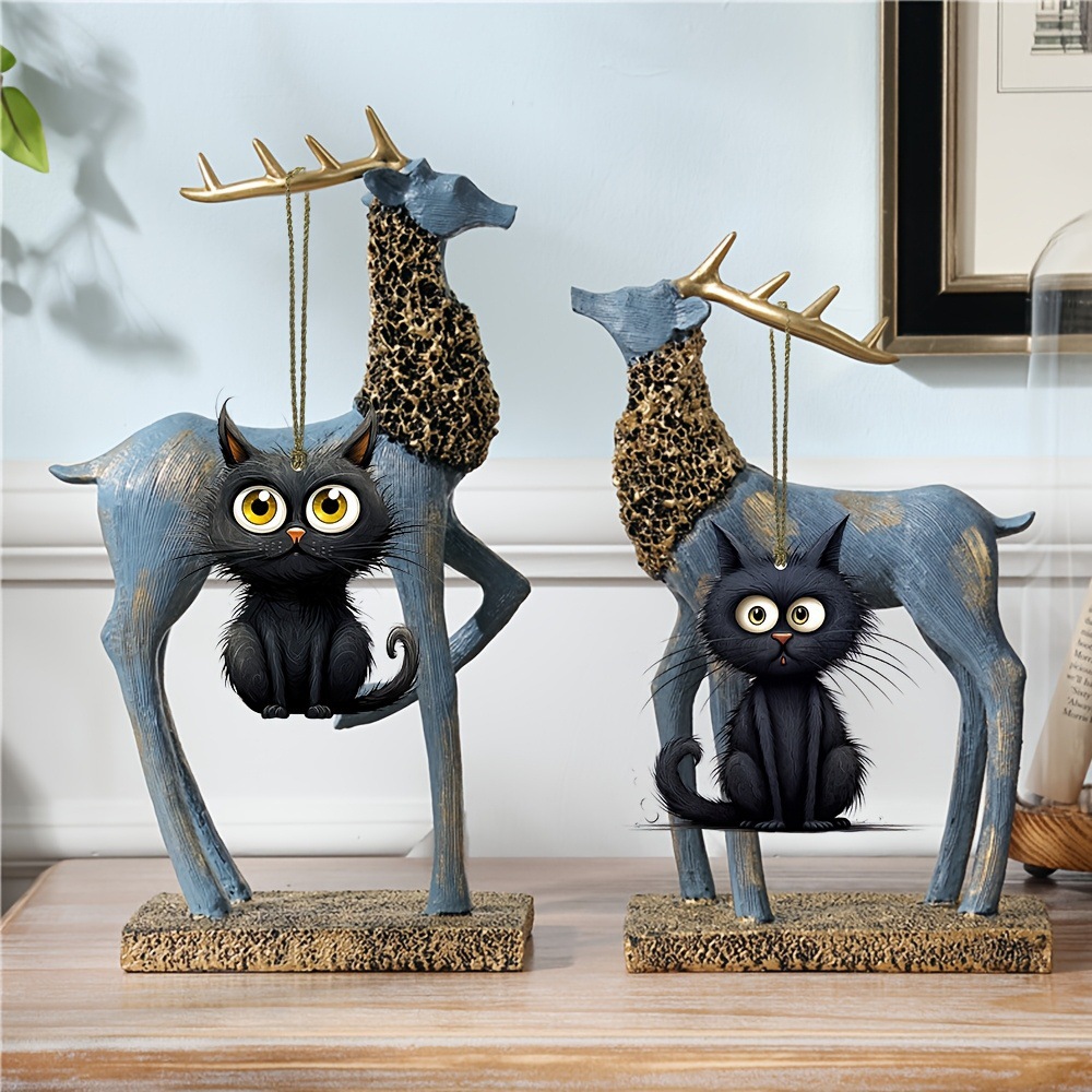 Handmade Black Cat Emoji Woode - Home Decor Emoji บทวิจารณ์และราคา