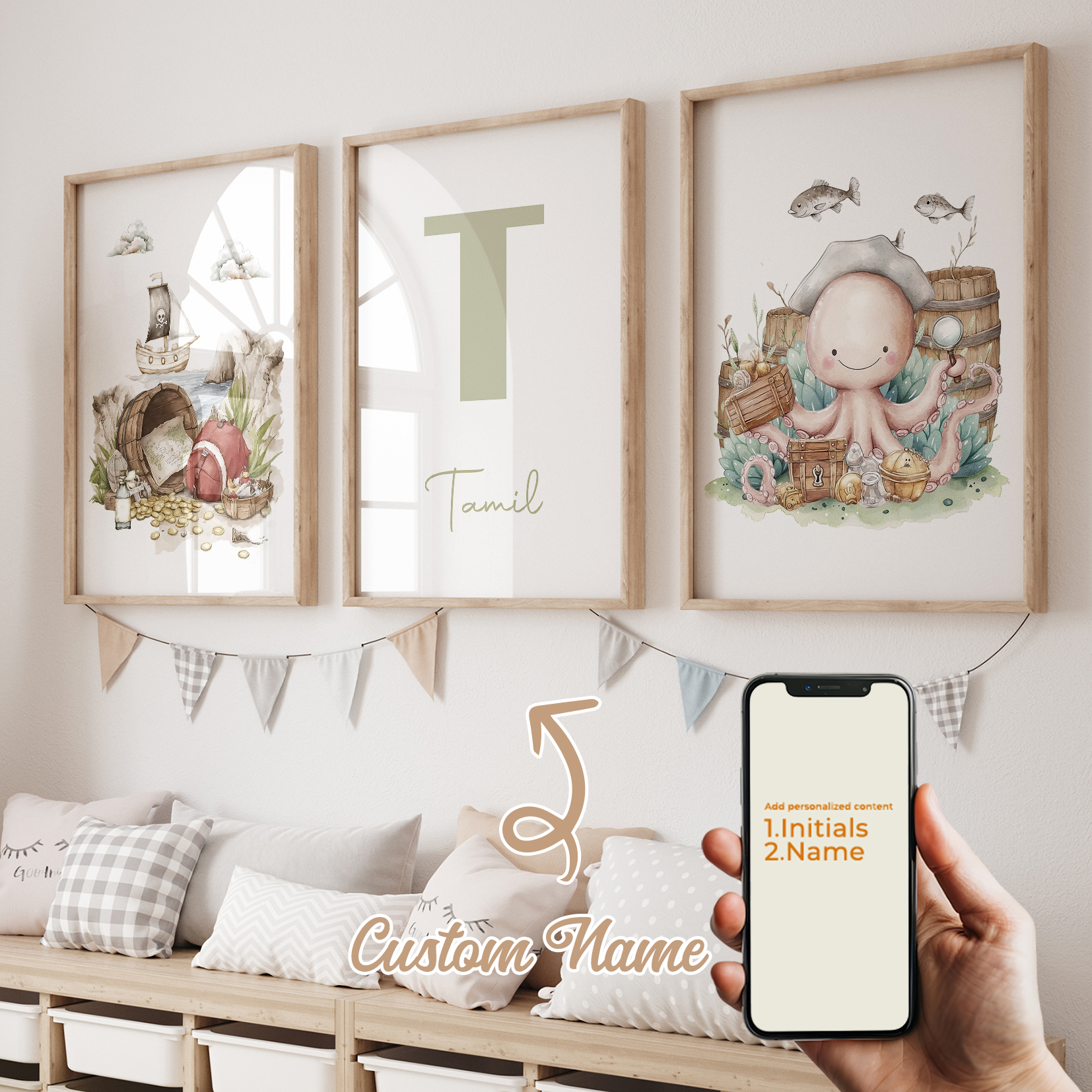3pcs Personalized Custom Name  - Home Decor Canvas บทวิจารณ์และราคา