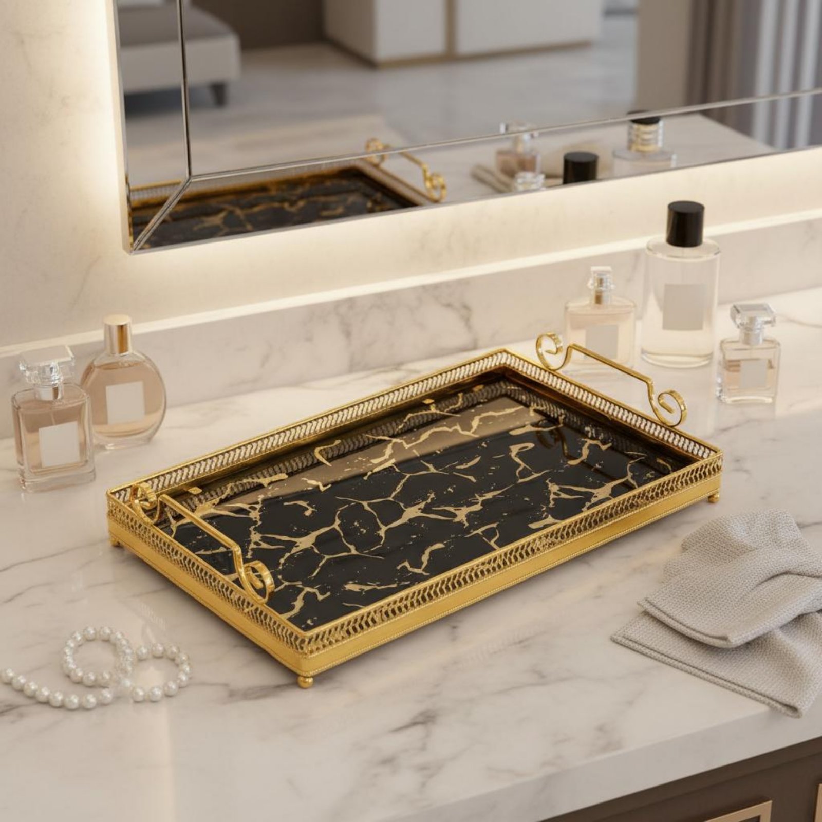 Decorative Mirror Tray Nordic  - Vanity Home Decor บทวิจารณ์และราคา