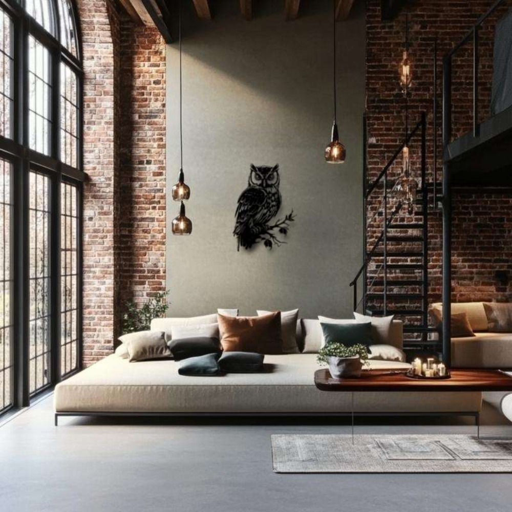 Metal Wall Art Owl Statue 1pc: - Home Decor Quirky บทวิจารณ์และราคา