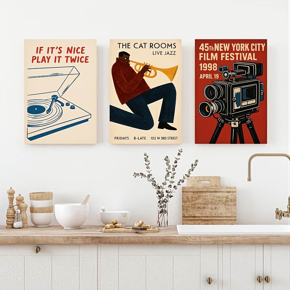 Modern,Retro Jazz Cat, New Yor - Home Decor Retro บทวิจารณ์และราคา