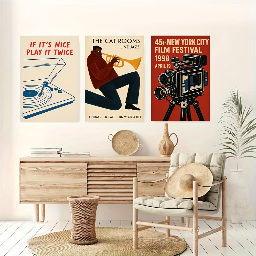 Modern,Retro Jazz Cat, New Yor - Home Decor Retro บทวิจารณ์และราคา