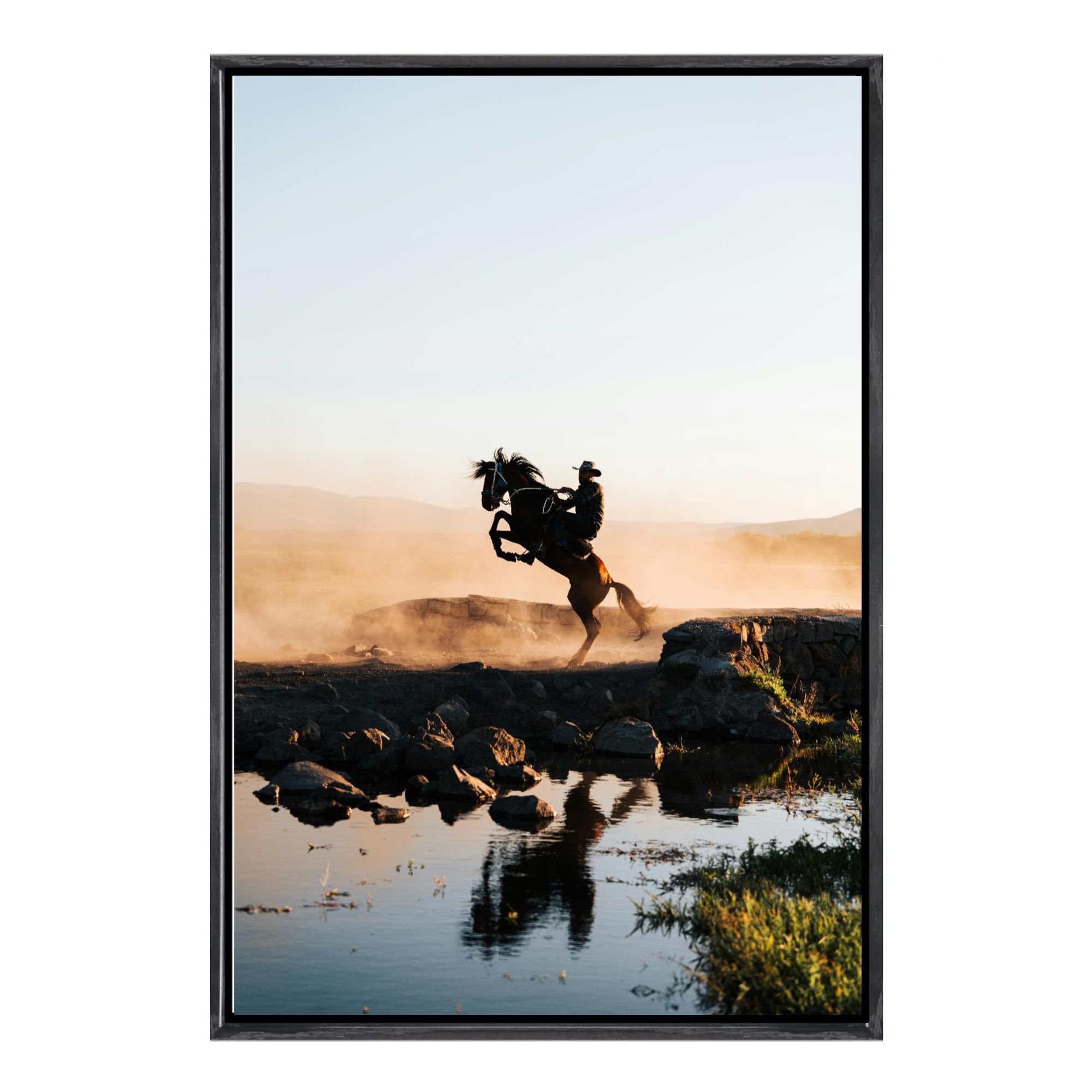 Cowboy Horse Canvas Framed Wal - Home Decor Mirror บทวิจารณ์และราคา