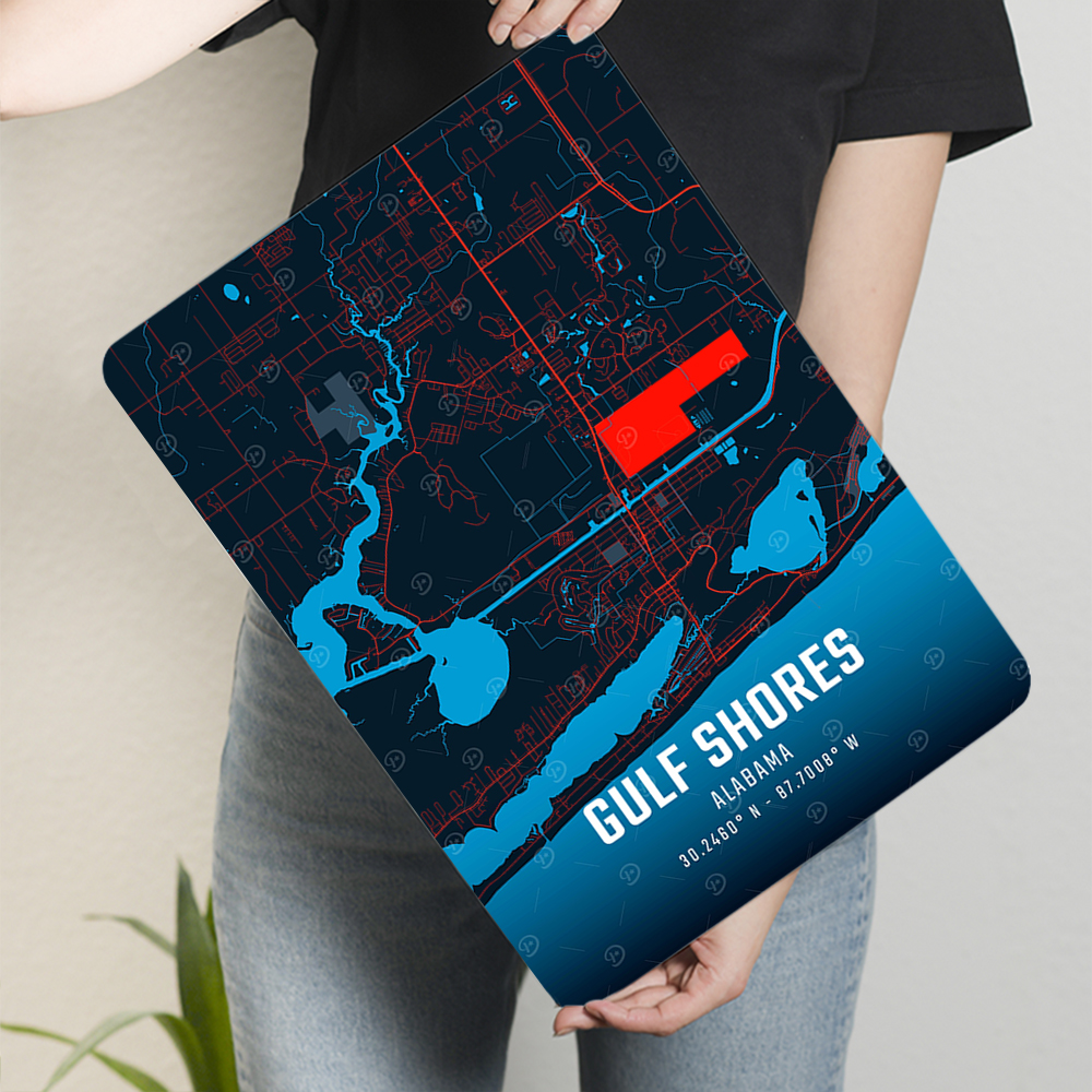 Gulf Shores Alabama Map Metal  - Home Decor Location บทวิจารณ์และราคา