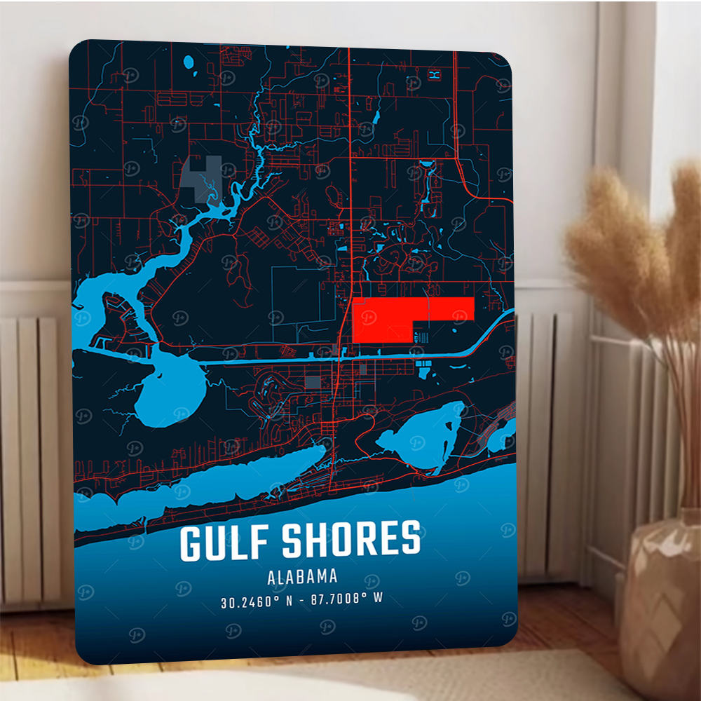 Gulf Shores Alabama Map Metal  - Home Decor Location บทวิจารณ์และราคา