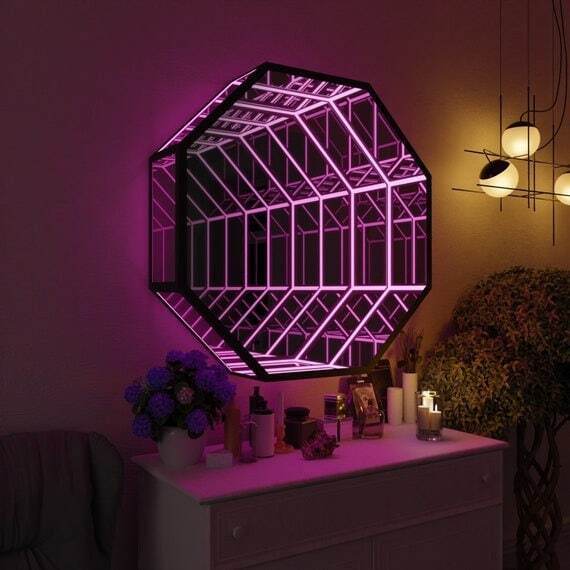 Octagon 3D Infinity Mirror Lig - Home Decor Mirror บทวิจารณ์และราคา