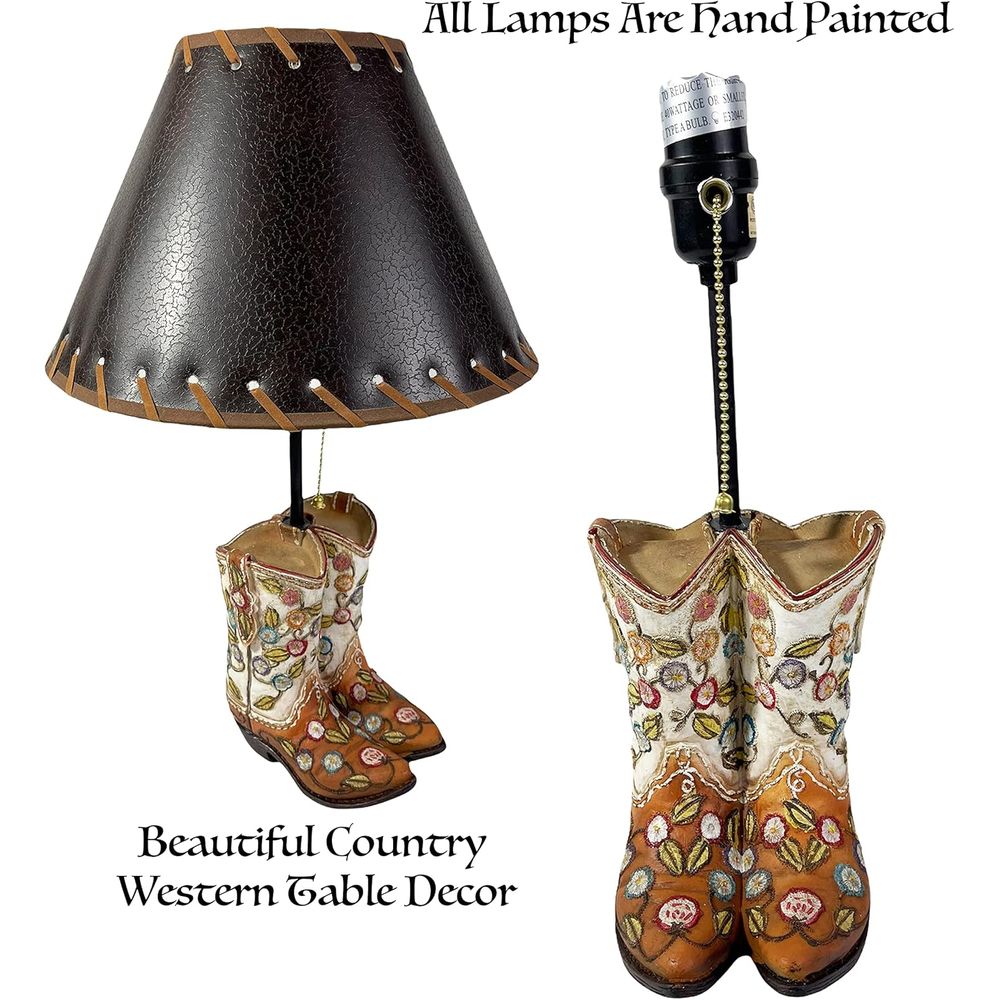Western Cowboy Boot Table Lamp - Home Decor Living Room บทวิจารณ์และราคา