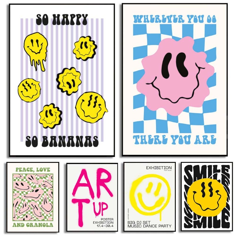 Classic Abstract Wall Art Smil - Home Decor Emoji บทวิจารณ์และราคา
